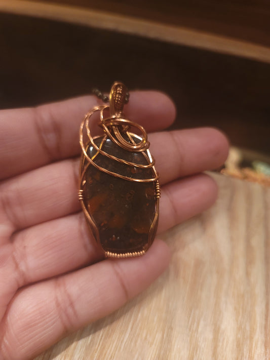 Blood Stone pendant in Copper.