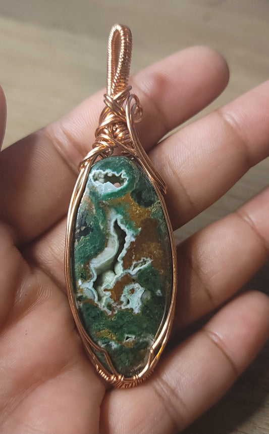 Ocean Jasper Copper Pendant.