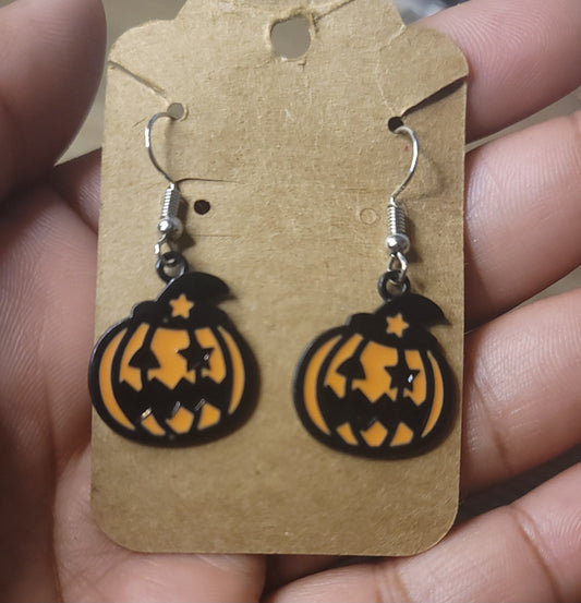 Enamel pumpkin earrings