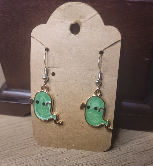 Green Pearl Ghost Earrings