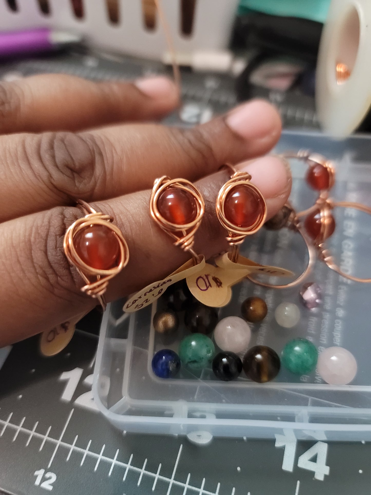 Simple wire wrapped rings.